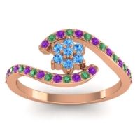 Swiss Blue Topaz Fashion Ring In 18K Rose Gold With Amethyst And Emerald – Plava Simple Ring