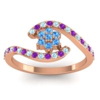 Swiss Blue Topaz Fashion Ring In 18K Rose Gold With Aquamarine And Amethyst – Plava Simple Ring
