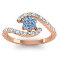 Swiss Blue Topaz Fashion Ring In 14K Rose Gold With Aquamarine And Diamond – Plava Simple Ring