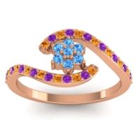 Swiss Blue Topaz Fashion Ring In 18K Rose Gold With Citrine And Amethyst – Plava Simple Ring