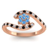 Swiss Blue Topaz Fashion Ring In 18K Rose Gold With Lab Diamond And Black Onyx – Plava Simple Ring