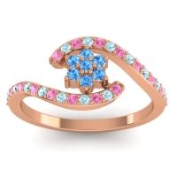 Swiss Blue Topaz Fashion Ring In 18K Rose Gold With Pink Tourmaline And Aquamarine – Plava Simple Ring