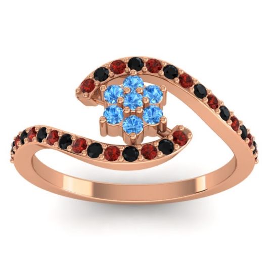 Simple Floral Pave Bypass Plava Ring