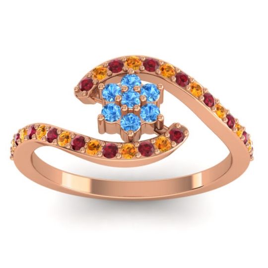 Simple Floral Pave Bypass Plava Ring