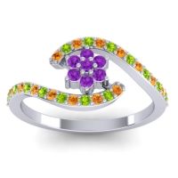 Amethyst Fashion Ring In 18k White Gold With Citrine And Peridot – Plava Simple Ring