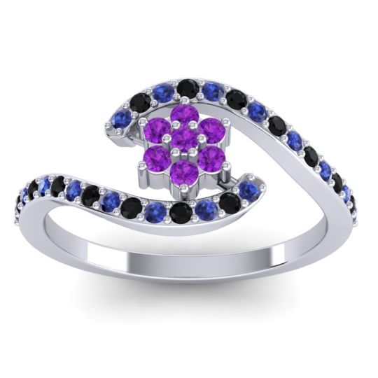 Simple Floral Pave Bypass Plava Ring