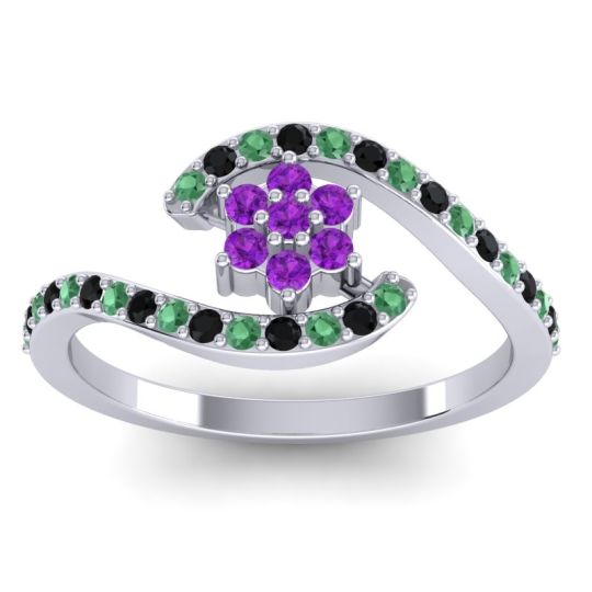 Simple Floral Pave Bypass Plava Ring