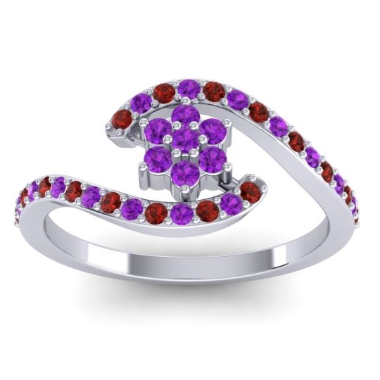 Simple Floral Pave Bypass Plava Ring