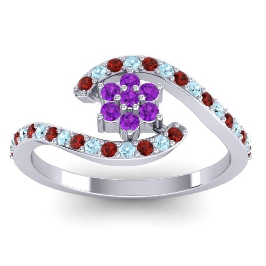 Simple Floral Pave Bypass Plava Ring
