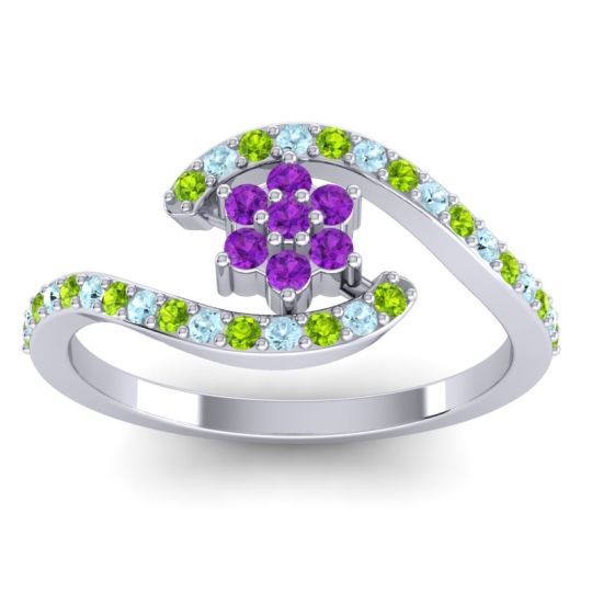 Simple Floral Pave Bypass Plava Ring