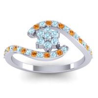 Aquamarine Fashion Ring In Palladium With Citrine – Plava Simple Ring
