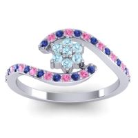 Aquamarine Fashion Ring In Palladium With Blue Sapphire And Pink Tourmaline – Plava Simple Ring