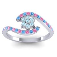 Aquamarine Fashion Ring In Palladium With Swiss Blue Topaz And Pink Tourmaline – Plava Simple Ring