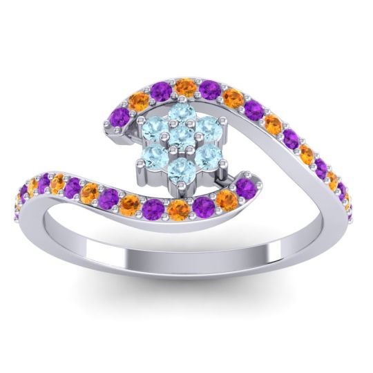 Simple Floral Pave Bypass Plava Ring