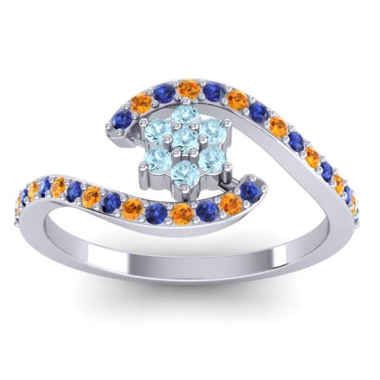 Simple Floral Pave Bypass Plava Ring