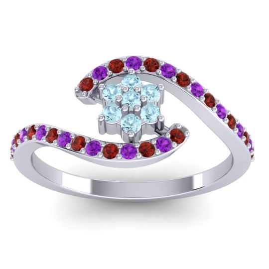 Simple Floral Pave Bypass Plava Ring