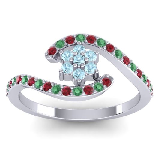 Simple Floral Pave Bypass Plava Ring