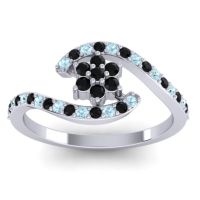 Black Onyx Fashion Ring In Palladium With Aquamarine – Plava Simple Ring