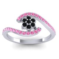 Black Onyx Fashion Ring In 18k White Gold With Pink Tourmaline – Plava Simple Ring