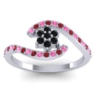 Simple Floral Pave Bypass Plava Ring