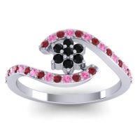Black Onyx Fashion Ring In Palladium With Ruby And Pink Tourmaline – Plava Simple Ring