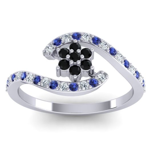 Simple Floral Pave Bypass Plava Ring