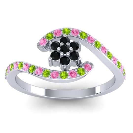 Simple Floral Pave Bypass Plava Ring