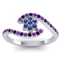 Blue Sapphire Fashion Ring In 18k White Gold With Amethyst And Black Onyx – Plava Simple Ring