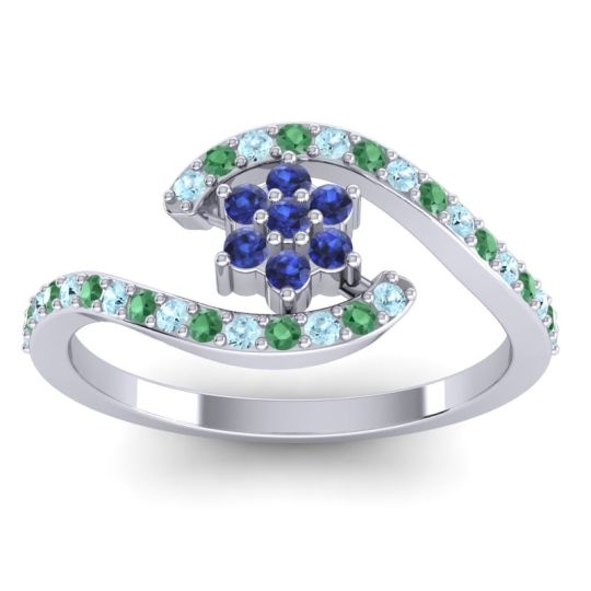 Simple Floral Pave Bypass Plava Ring