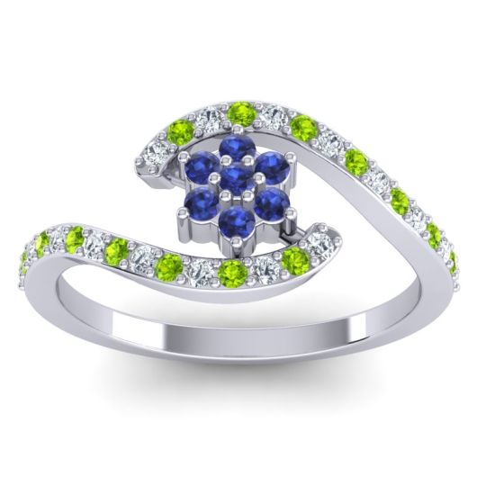 Simple Floral Pave Bypass Plava Ring