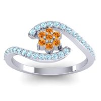 Citrine Fashion Ring In Palladium With Aquamarine – Plava Simple Ring