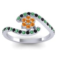 Citrine Fashion Ring In 18k White Gold With Emerald And Black Onyx – Plava Simple Ring