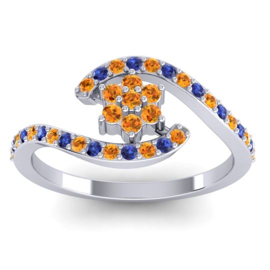 Simple Floral Pave Bypass Plava Ring