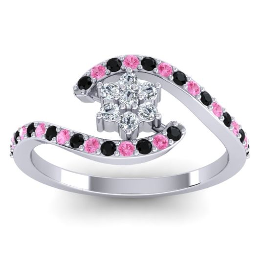 Simple Floral Pave Bypass Plava Ring