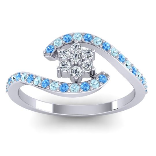 Simple Floral Pave Bypass Plava Ring