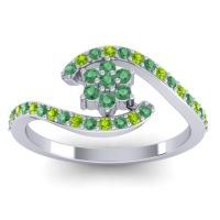 Emerald Fashion Ring In 14k White Gold With Peridot – Plava Simple Ring