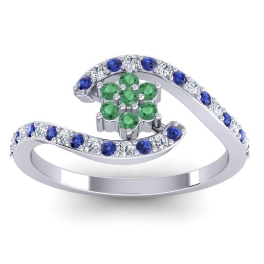 Simple Floral Pave Bypass Plava Ring