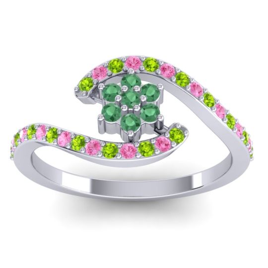 Simple Floral Pave Bypass Plava Ring