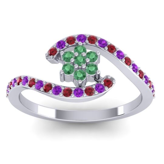 Simple Floral Pave Bypass Plava Ring