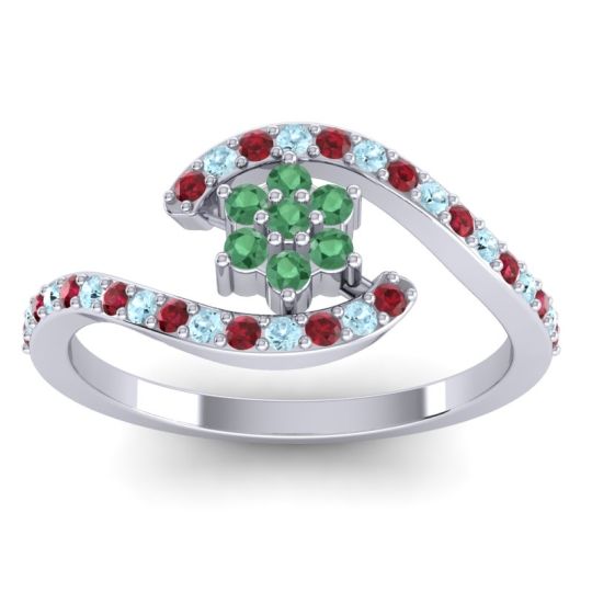 Simple Floral Pave Bypass Plava Ring