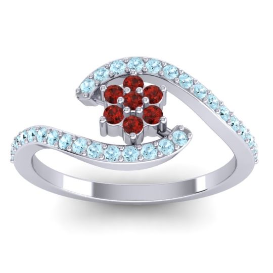 Simple Floral Pave Bypass Plava Ring