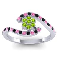 Peridot Fashion Ring In Palladium With Pink Tourmaline And Black Onyx – Plava Simple Ring