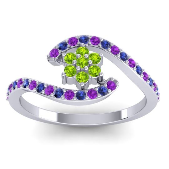 Simple Floral Pave Bypass Plava Ring