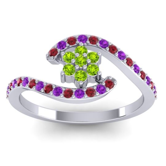 Simple Floral Pave Bypass Plava Ring