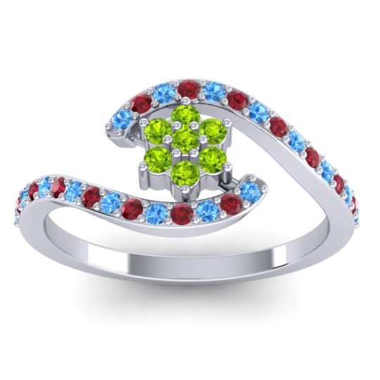 Simple Floral Pave Bypass Plava Ring