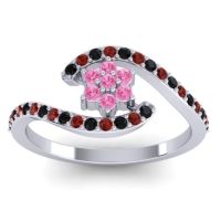 Pink Tourmaline Fashion Ring In Palladium With Black Onyx And Garnet – Plava Simple Ring