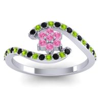 Pink Tourmaline Fashion Ring In Palladium With Black Onyx And Peridot – Plava Simple Ring