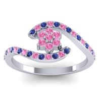 Pink Tourmaline Fashion Ring In Palladium With Blue Sapphire – Plava Simple Ring