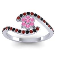 Pink Tourmaline Fashion Ring In Platinum With Garnet And Black Onyx – Plava Simple Ring