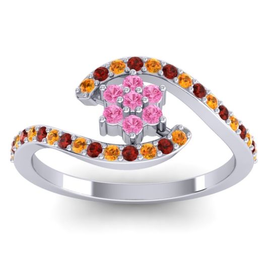 Simple Floral Pave Bypass Plava Ring